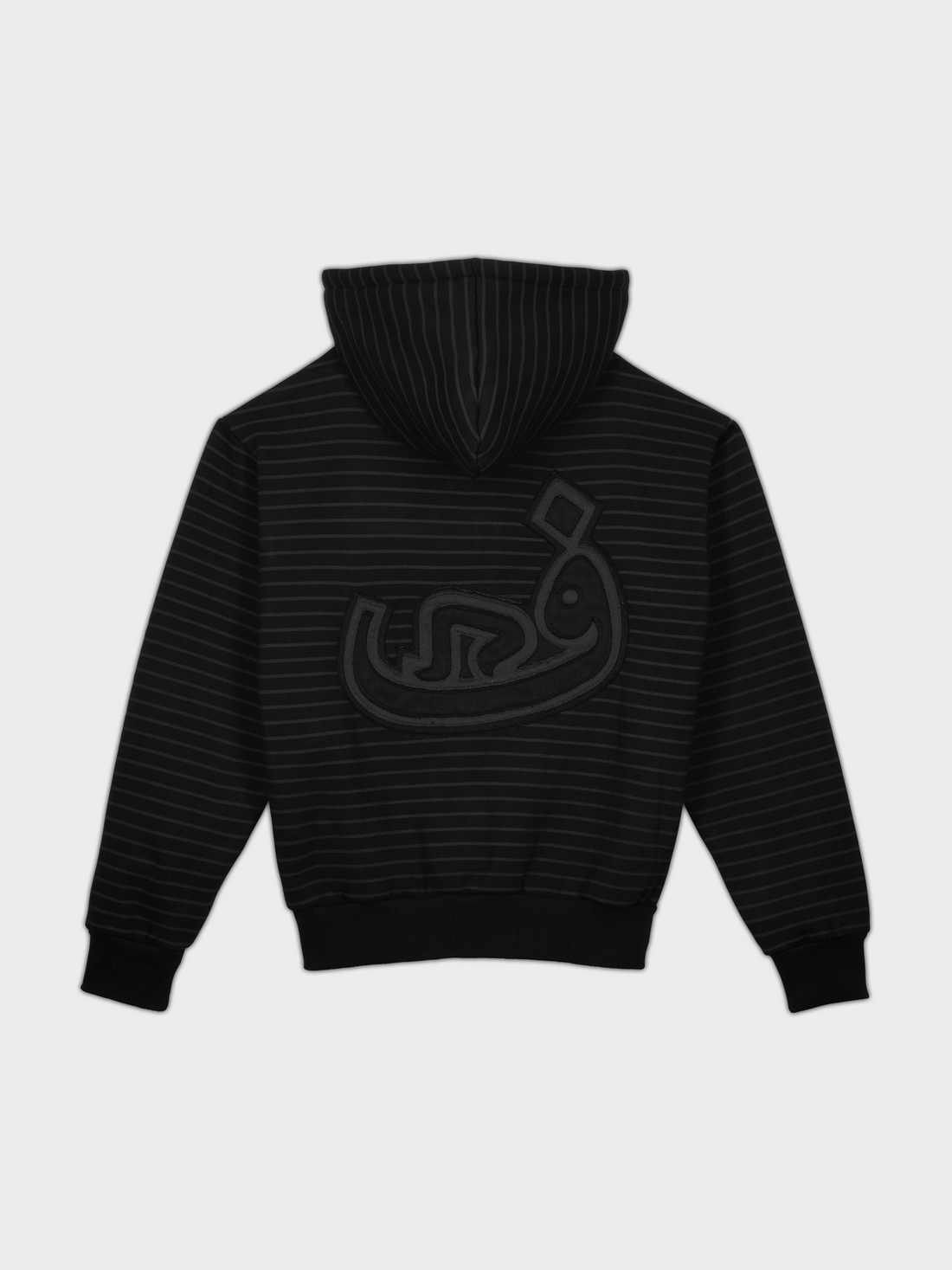 Zip Hoodie Stripe Frayed - Black