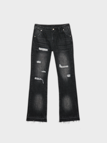Jeans Flared Frayed - Black